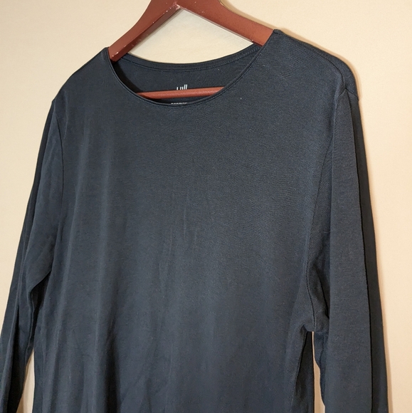 J. Jill Perfect Pima Delicate Trim Tunic Crew Neck 3/4 Sleeve Tee Black L Petite - Picture 6 of 12